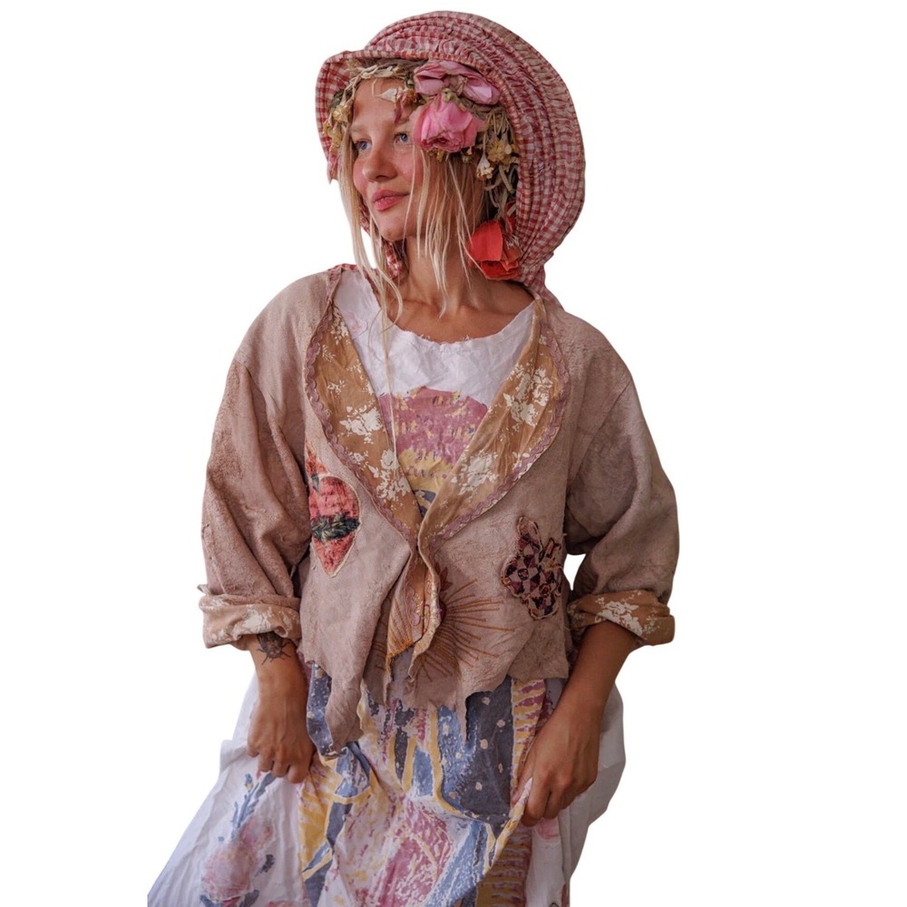 Magnolia Pearl NEW Leather Cropped Floral Cropped Scalloped Jacket NWT - Picture 4 of 16